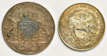Multiple - Five Swedish and One Swiss Crown size coins