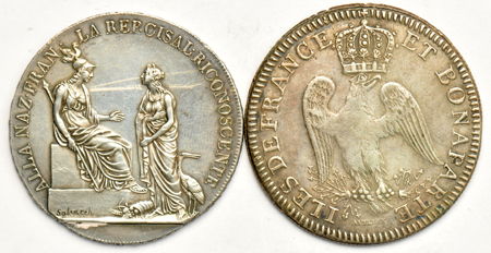Multiple - Two Austrian Thalers, plus four Nepoleonic Empire Crown size coins