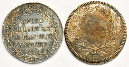 Multiple - Two Austrian Thalers, plus four Nepoleonic Empire Crown size coins