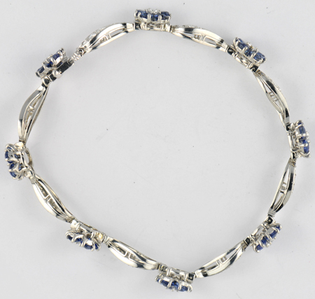 Platinum Diamond and Sapphire Flower Bracelet