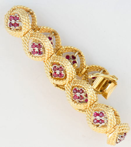 14K Yellow Gold Ruby Bracelet