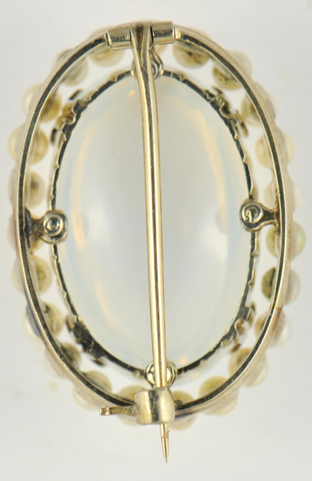 14K White Gold Moonstone Pin