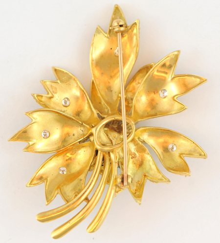 18K Yellow Gold Turquoise Pin