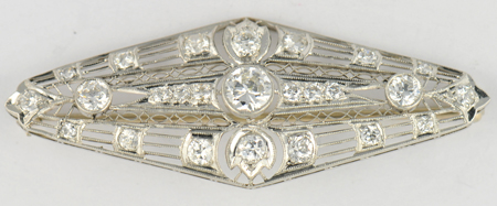 14K White Gold Diamond Pin