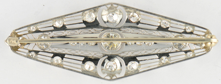 14K White Gold Diamond Pin