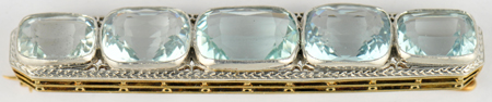 14K and Platinum Aquamarine Pin