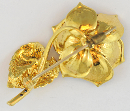 18K Yellow Gold Flower Pin 