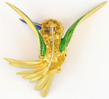 18K Yellow Gold Hummingbird Pin 
