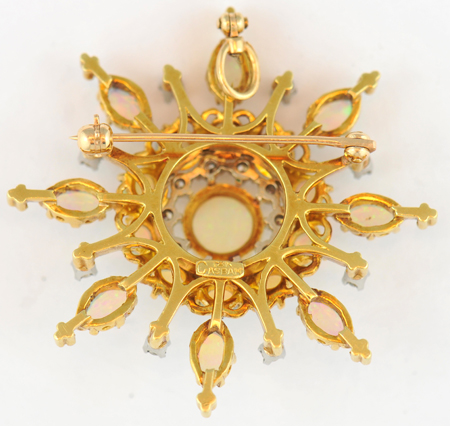 18K Diamond and Opal Pin