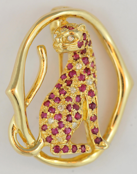 14K Yellow Gold Leopard Pin