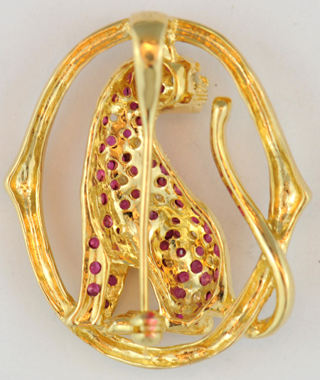 14K Yellow Gold Leopard Pin