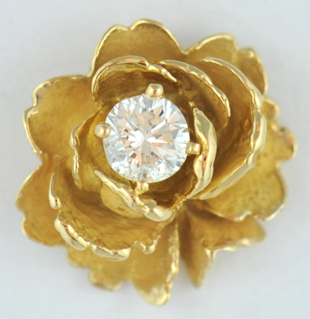 14K Yellow Gold Diamond Flower Pendant