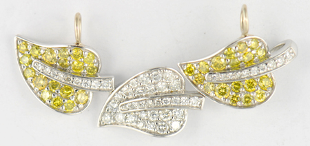 14K White Gold Leaf Pendant