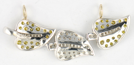 14K White Gold Leaf Pendant