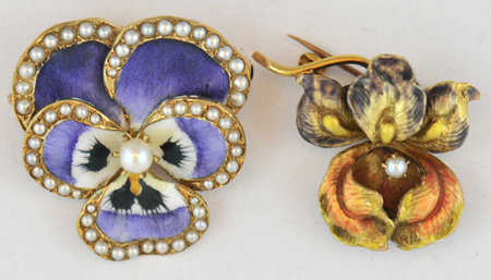 Group of Art Nouveau Flower Pins