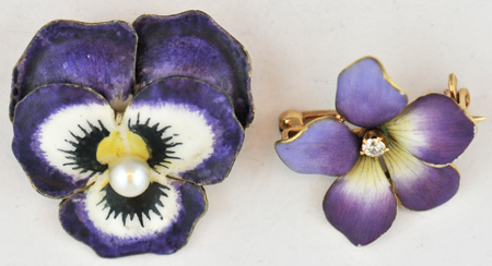 Group of Art Nouveau Flower Pins