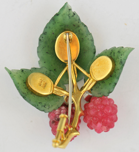 Yellow Gold Carved Stone Pins