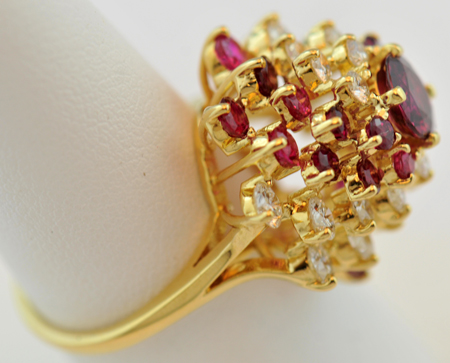 Ruby and Diamond Ring and Earring Set