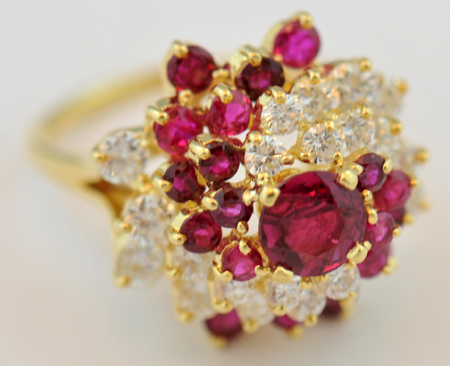 Ruby and Diamond Ring and Earring Set