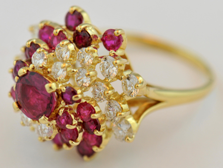 Ruby and Diamond Ring and Earring Set