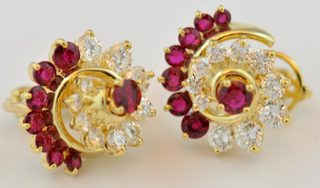 Ruby and Diamond Ring and Earring Set