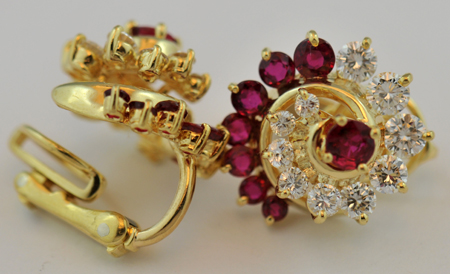 Ruby and Diamond Ring and Earring Set
