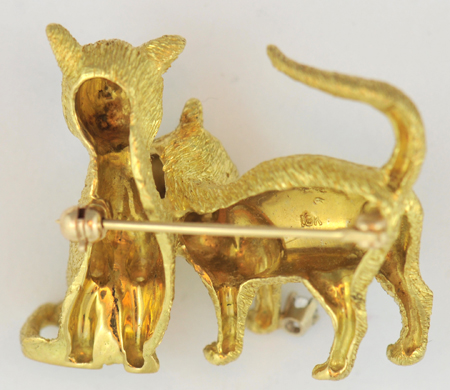 18K Yellow Gold Cat Pin