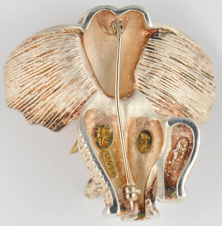 Henry Dunay 18K and Sterling Elephant Pin