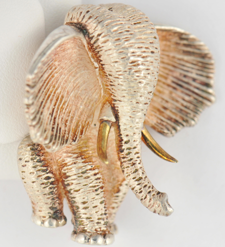 Henry Dunay 18K and Sterling Elephant Pin