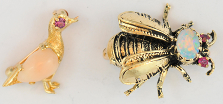 Six Yellow Gold Animal Pins