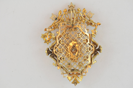 14K Yellow Gold Opal, Diamond and Enamel Pendant