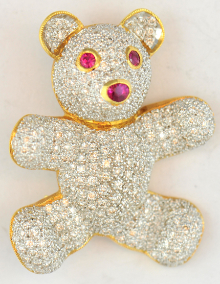 18K Two-Tone Bear Pin