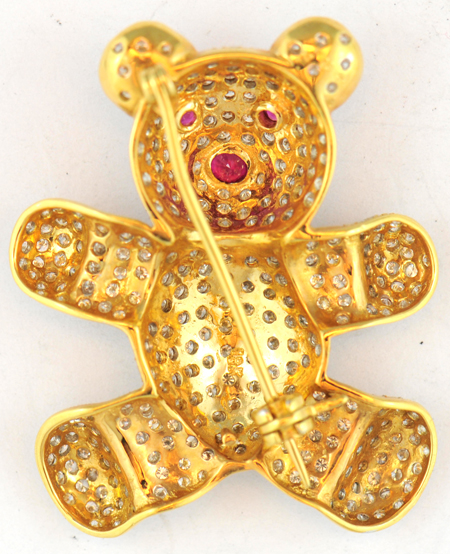 18K Two-Tone Bear Pin