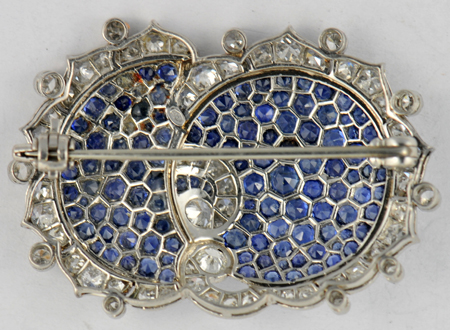 Platinum Diamond and Sapphire Pin