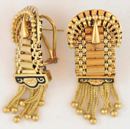 14K Yellow Gold Buckle Watch and Earring Set