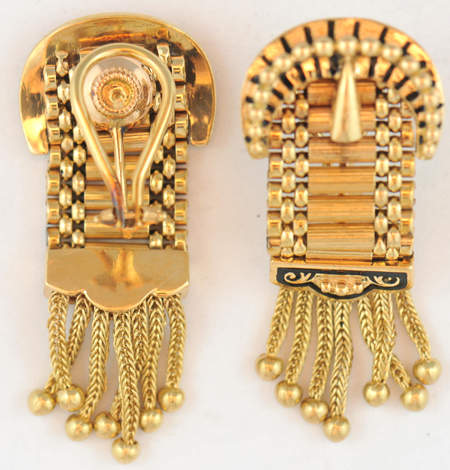 14K Yellow Gold Buckle Watch and Earring Set