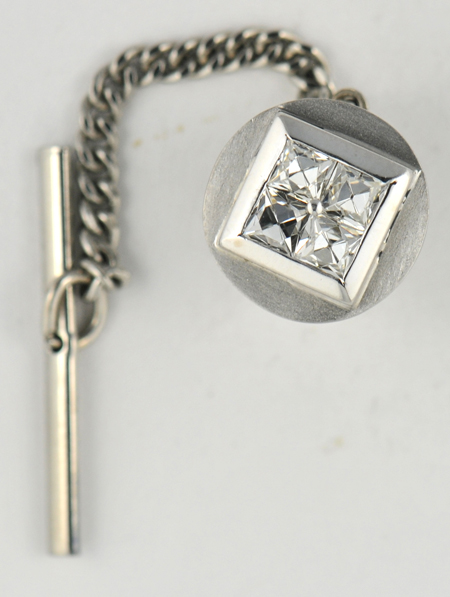 14K White Gold Cufflinks and Tie Tack Set