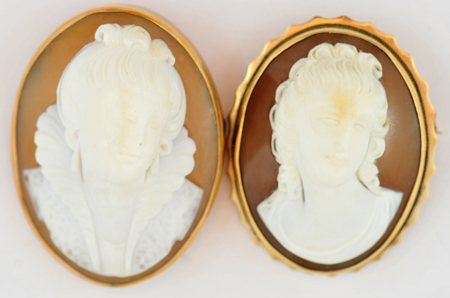 Group of Yellow Gold Cameo Pins/Pendants
