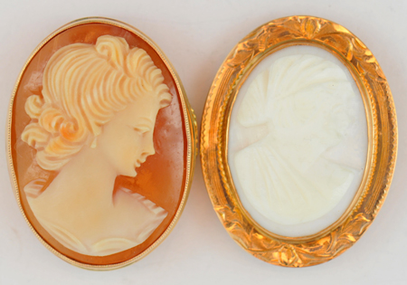Group of Yellow Gold Cameo Pins/Pendants