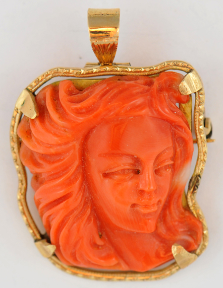 Group of Yellow Gold Cameo Pins/Pendants