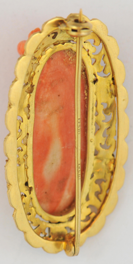 14K Yellow Gold Coral Cameo