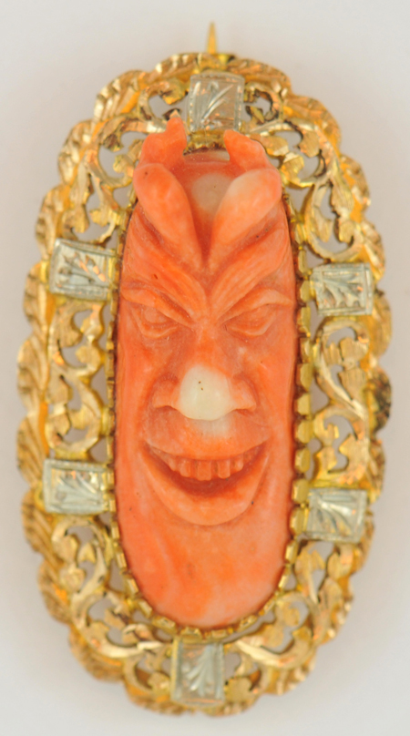 14K Yellow Gold Coral Cameo