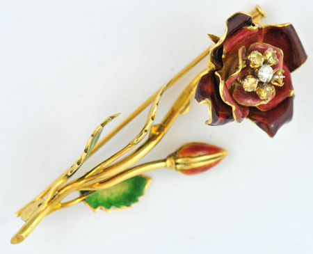 Three 18K Flower Pins