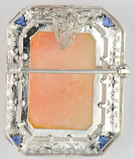 14K White Gold Cameo Pin/Pendant 