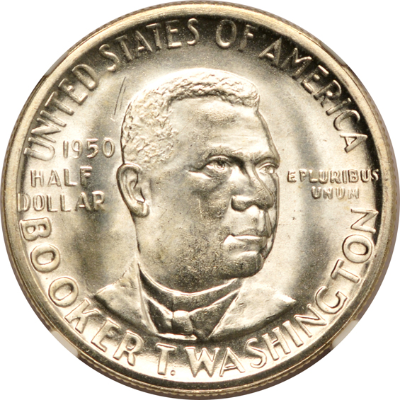 Five GEM Booker T. Washington half-dollars certified by NGC, all CAC.