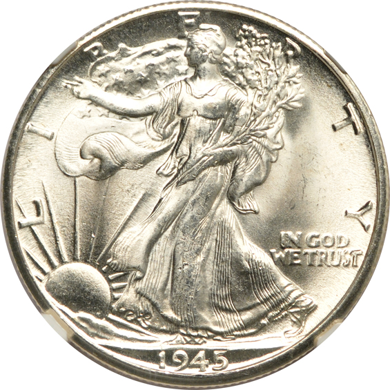 Six certified GEM Walking Liberty half-dollars, all CAC