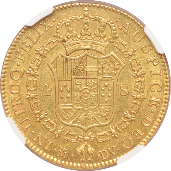 Spain - 1786-M DV 4 Escudos - NGC AU-58