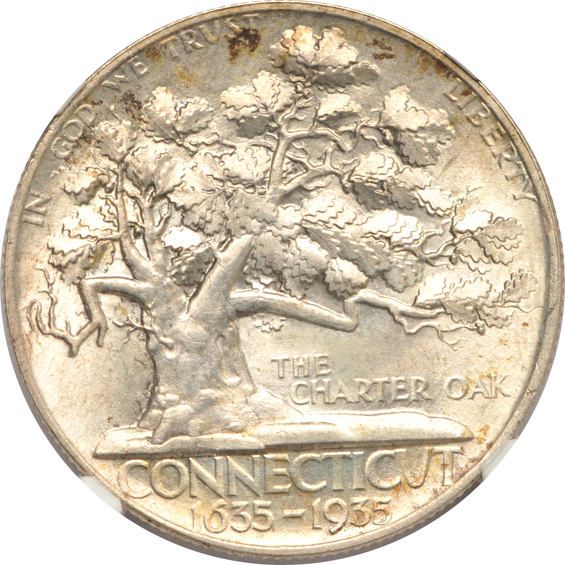 Two 1935 Connecticut, MS-64 and MS-65, both NGC CAC
