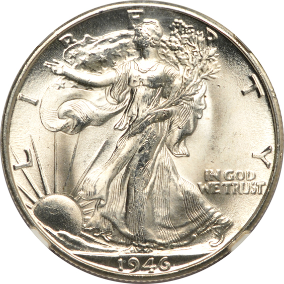 1944 MS-65, 1944-D MS-66+, and a 1946-D MS-65, all NGC CAC