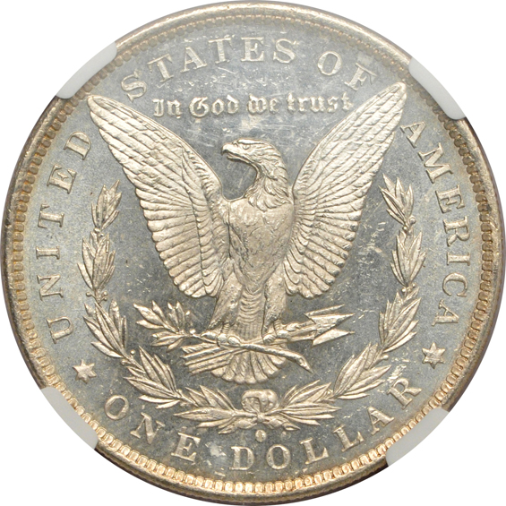 Five Uncirculated Morgan silver dollars certified by NGC, all CAC